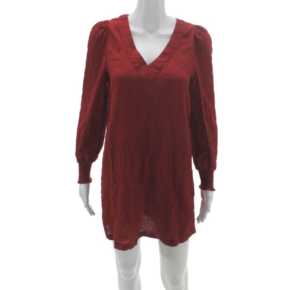 BB Dakota Womens Red V-Neck Long Sleeve Mini Dress Size XS